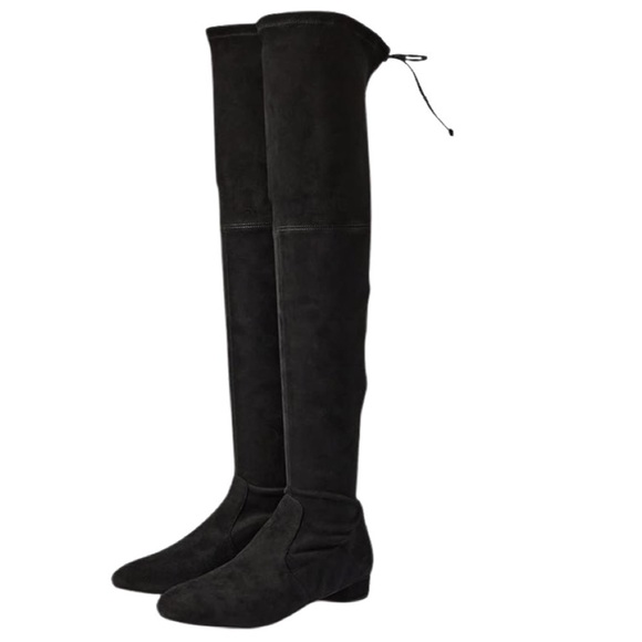 Stuart Weitzman Suede Genna 25 Over the Knee City Boot Size 6.5 Black Pull On - Picture 1 of 12